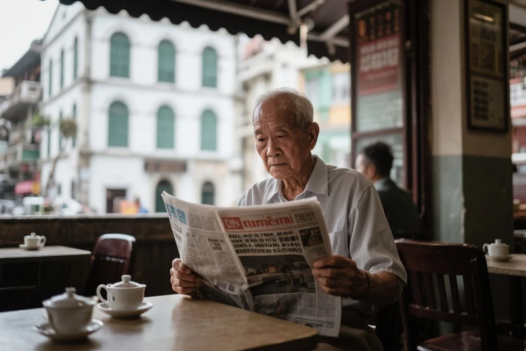 澳门老人思考未来