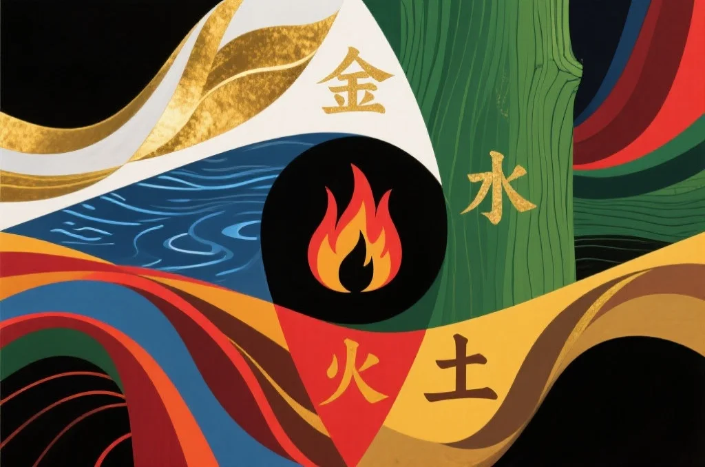 五行元素的抽象艺术表现
